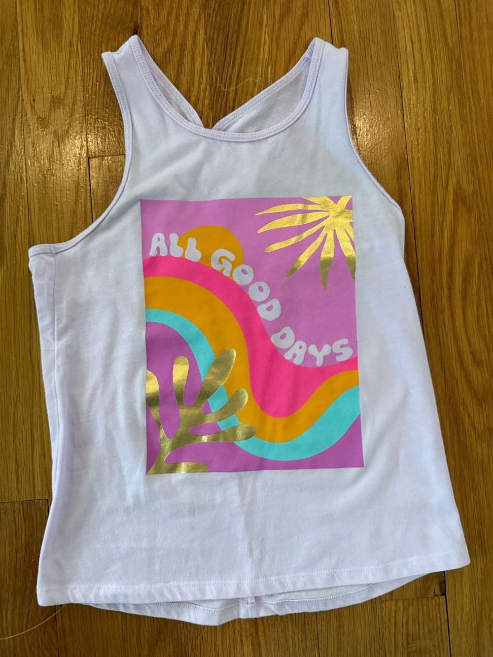 Soft purple Girls' Tank Top with Pink & Gold 'All Good Days' Graphic